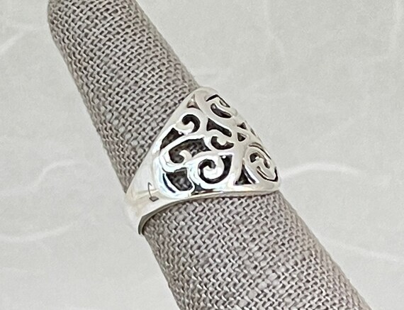 Vintage Sterling Silver Open Scrollwork Ring - image 3