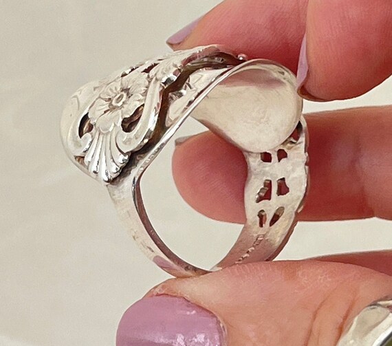 Vintage Solid Sterling Silver Spoon Ring - image 7