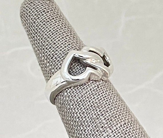 Sterling Silver Interlocking Hearts Ring - image 3