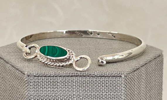 Sterling Silver Malachite Bangle - image 6