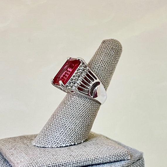 Sterling Silver 14.21ct Created Ruby and Zircon C… - image 4