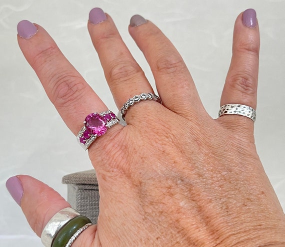 Sterling Silver Quartz and Ruby Ring - image 7