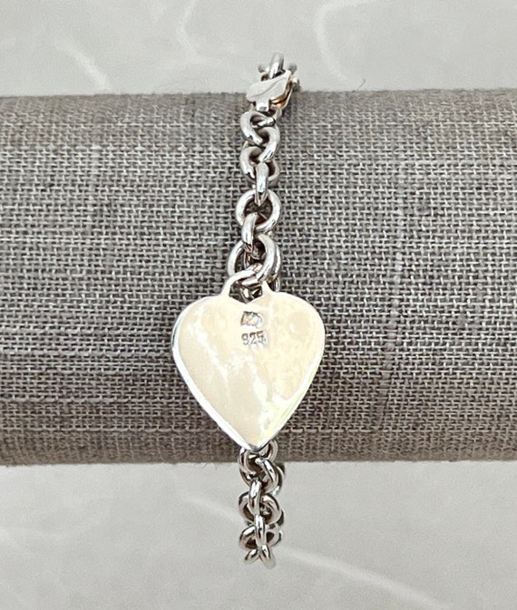 Sterling Silver Cable Bracelet with Heart Charm