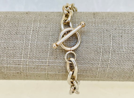 Sterling Silver Cable Bracelet With Toggle Clasp - Etsy