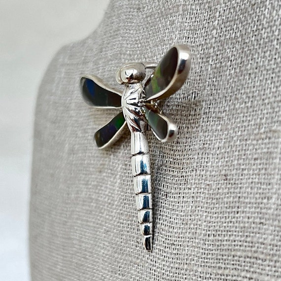 Sterling Silver Ammolite Dragonfly Pendant View 3