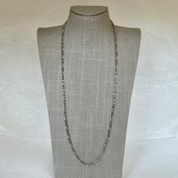 Sterling Silver 30" Solid Figaro Link Necklace - image 3