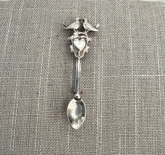 Lang Vintage Sterling Silver Spoon Brooch with Bi… - image 1