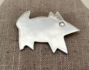 Sterling Silver Stylized Dog Brooch