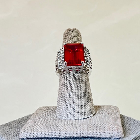 Sterling Silver 14.21ct Created Ruby and Zircon C… - image 2