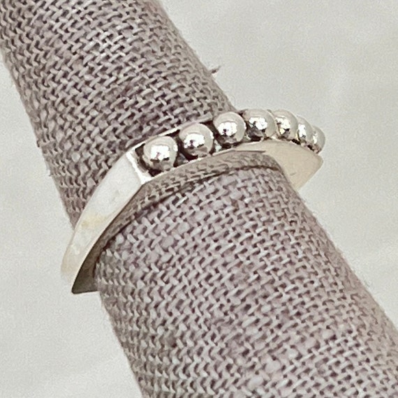 Sterling Silver Beaded Bar Euro Shank Ring - image 2