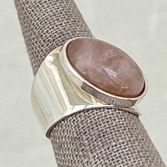 Vintage Sterling Silver Rose Quartz Ring - image 3