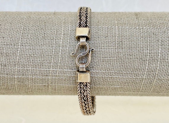 Vintage Sterling Silver Woven Braided Bracelet - image 1