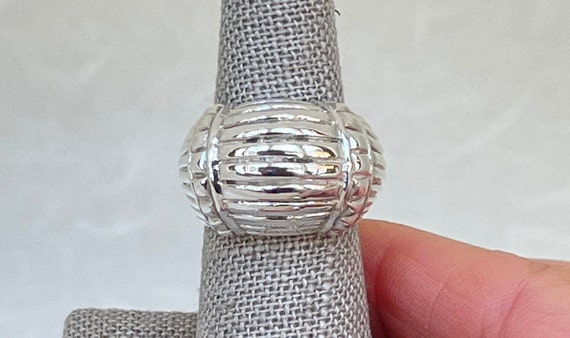 Sterling Silver Ribbed Design Ring - image 1
