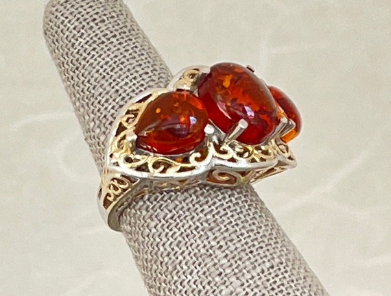 Sterling Silver and Amber Statement Ring - image 3