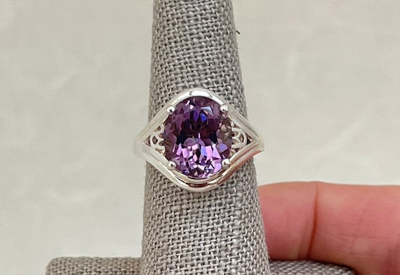 Sterling Silver Oval Amethyst Ring - image 1