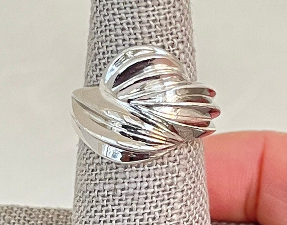 Sterling Silver Interlocking Ribbed Ring - image 1