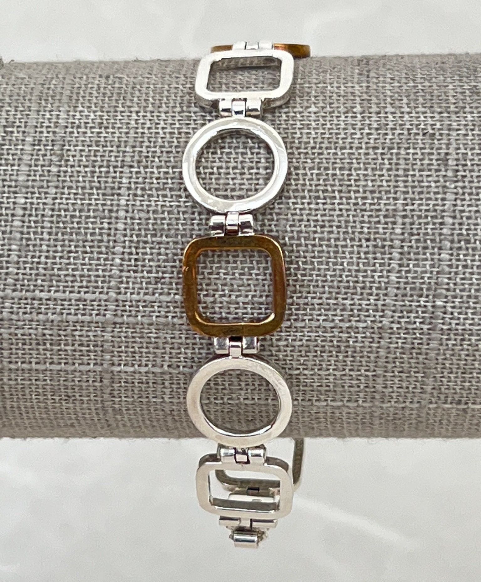 Bracciale a Maglie Rettangolari Alternate con Pietre Naturali - Fabiani