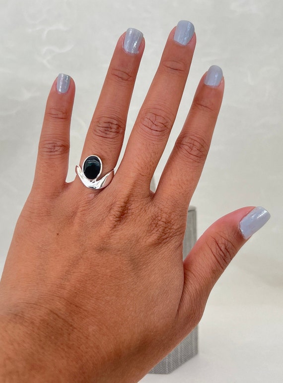 Sterling Silver Modern Black Onyx Ring - image 6