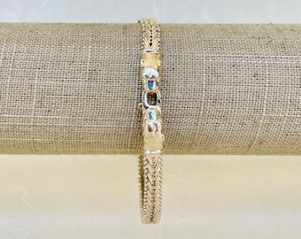 Vintage Sterling Silver Panther Heads Clasps Chevron Bracelet