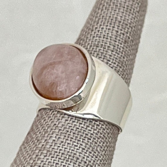 Vintage Sterling Silver Rose Quartz Ring - image 5