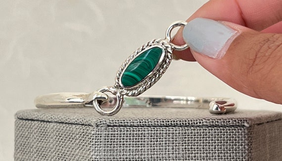 Sterling Silver Malachite Bangle - image 7