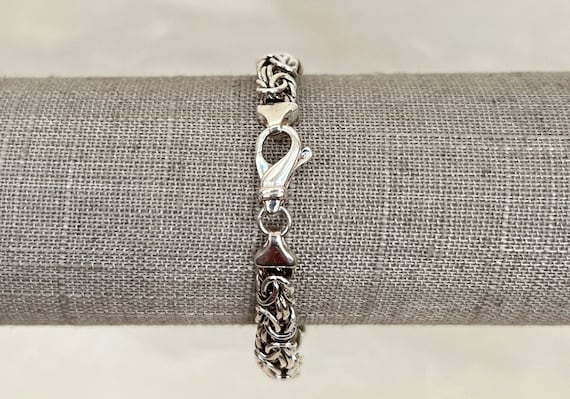 Sterling Silver Rounded Variable Width Byzantine … - image 1