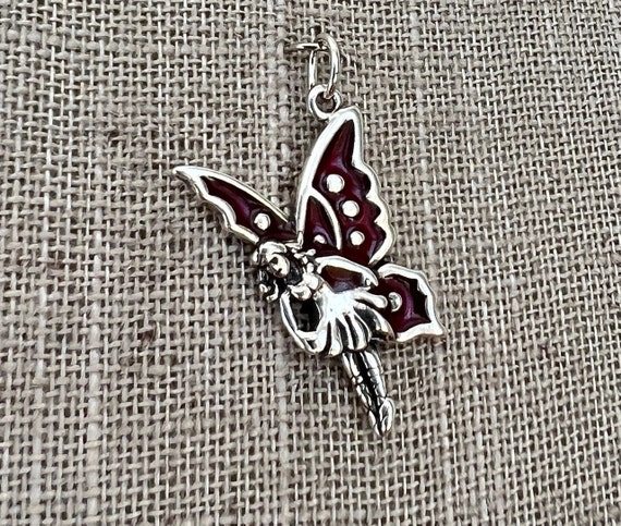 Vintage Sterling Silver Fairy with Wings Charm - image 2
