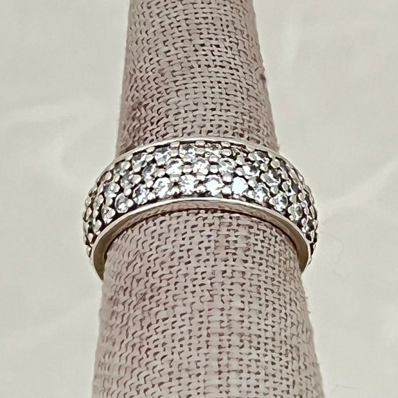 Sterling Silver Pave Eternity Cubic Zirconia Ring - image 2