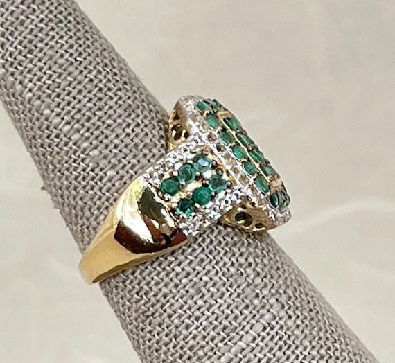 Sterling Silver Emerald and White Sapphire Ring - image 4