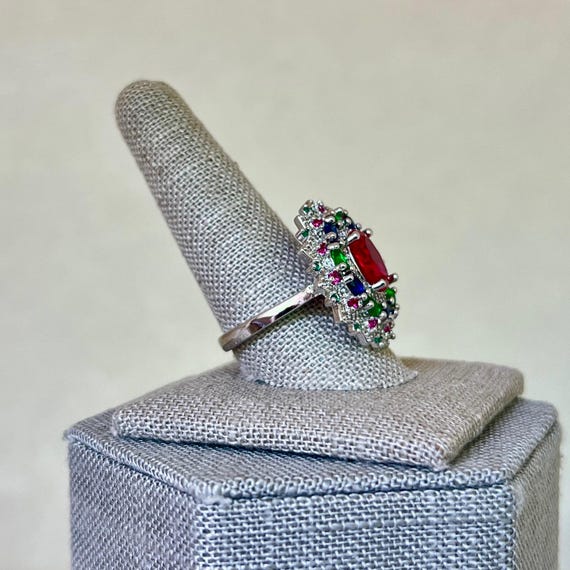 Sterling Silver Created Ruby, Emerald and Sapphir… - image 3