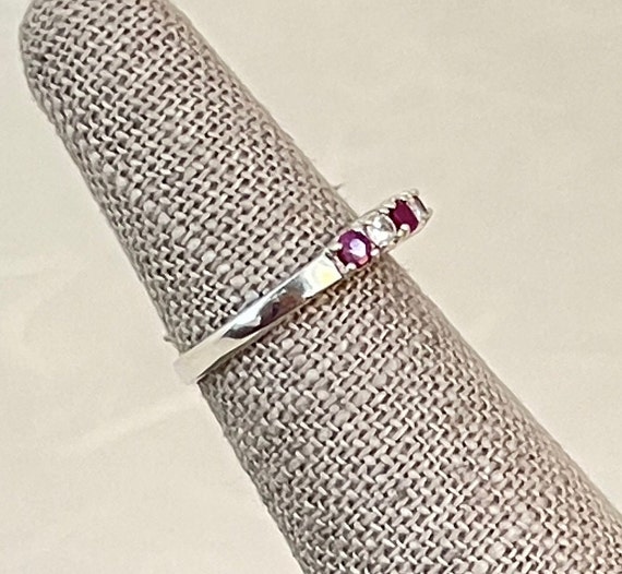 Vintage Sterling Silver Ruby and Cubic Zirconia R… - image 5