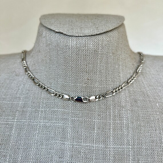 Sterling Silver 30" Solid Figaro Link Necklace - image 2