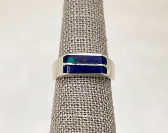 Vintage Sterling Silver Azurite Inline Ring