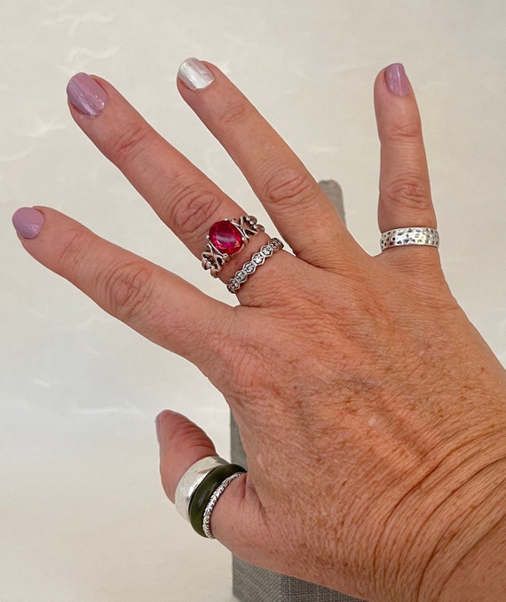 Vintage Sterling Silver Ruby Split Shank Ring - image 5