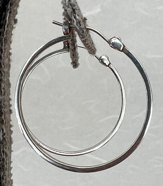 Sterling Silver Circle Hoop Square Edge Earrings - image 3