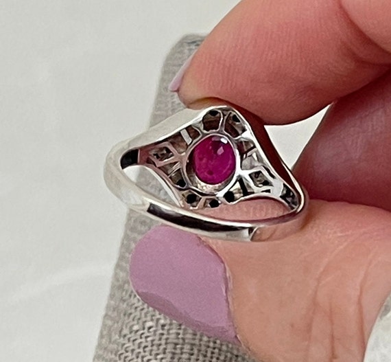 Sterling Silver Ruby and Hematite Ring - image 5