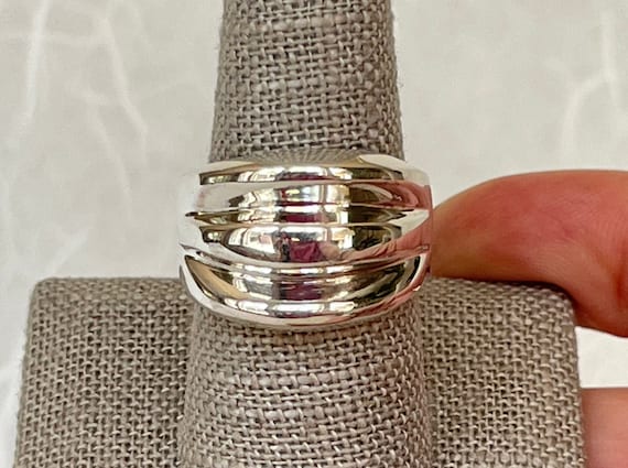 Sterling Silver 3 Ribbed Ring - image 1