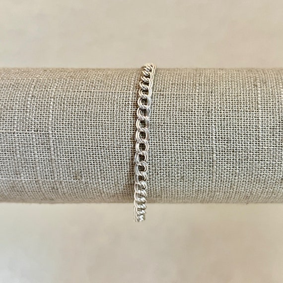 Sterling Silver Double Cable Charm Bracelet Sterling Silver Double Cable Charm Bracelet