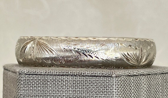 Vintage Sterling Silver Diamond Cut Bangle - image 2