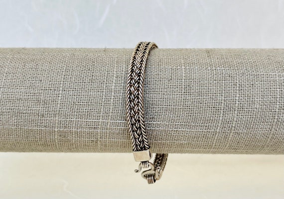 Vintage Sterling Silver Woven Braided Bracelet - image 2