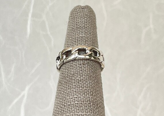 Sterling Silver Interlocking Chain Ring - image 2
