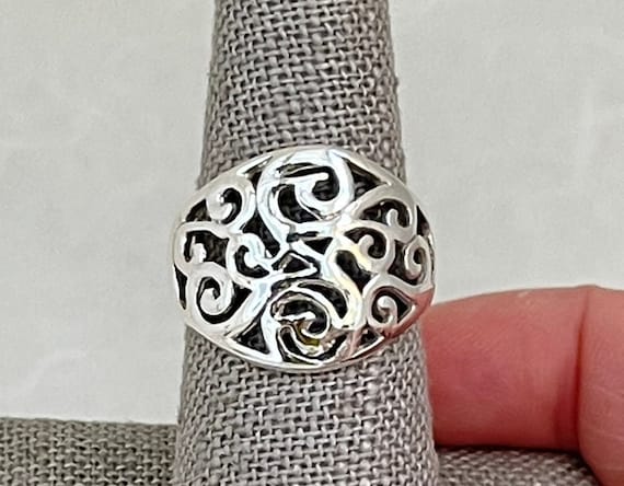 Vintage Sterling Silver Open Scrollwork Ring - image 1
