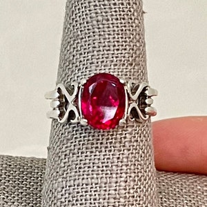Vintage Sterling Silver Ruby Split Shank Ring