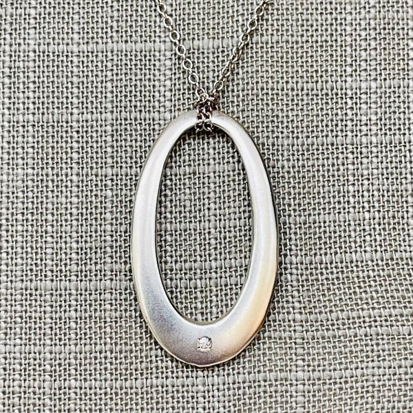 Tharpe Sterling Silver Cable Necklace with Diamond Accent Pendant