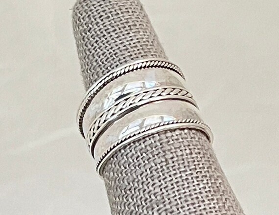 Sterling Silver Patterned Ribbed Ring - image 3