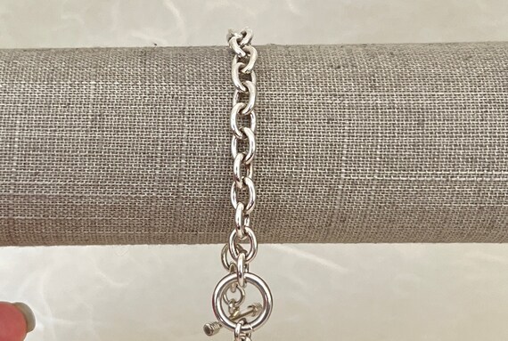 Sterling Silver Cable link Bracelet with Puffed H… - image 2