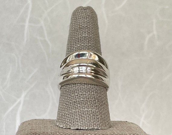 Sterling Silver 3 Ribbed Ring - image 2