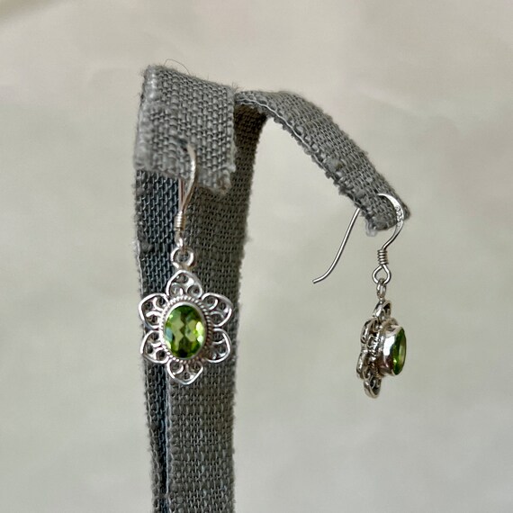 Sterling Silver 1.80ctw Peridot Filagree Dangle E… - image 2