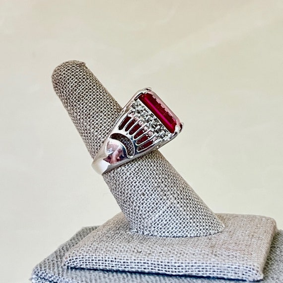 Sterling Silver 14.21ct Created Ruby and Zircon C… - image 3