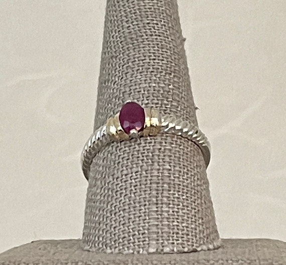 Vintage Sterling Silver Ruby Solitaire Spiral Ring - image 2